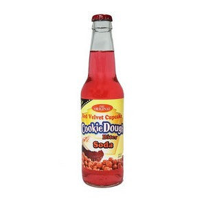 Cookie Dough Bites Red Velvet flavored glass bottle soda
