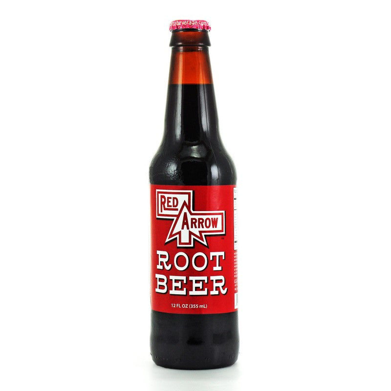 Red Arrow Root Beer glass bottle soda