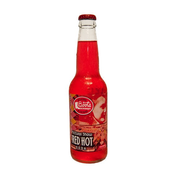 Boots Red Hot Cinnamon flavored glass bottle soda