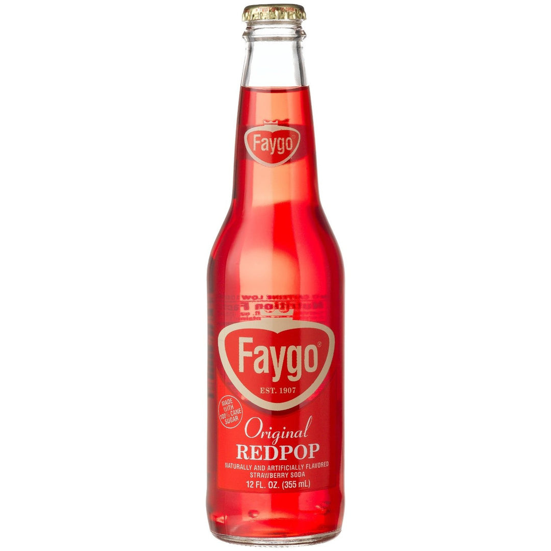 Faygo Redpop Glass Bottle Soda - Blooms Candy & Soda Pop Shop - Dallas TX